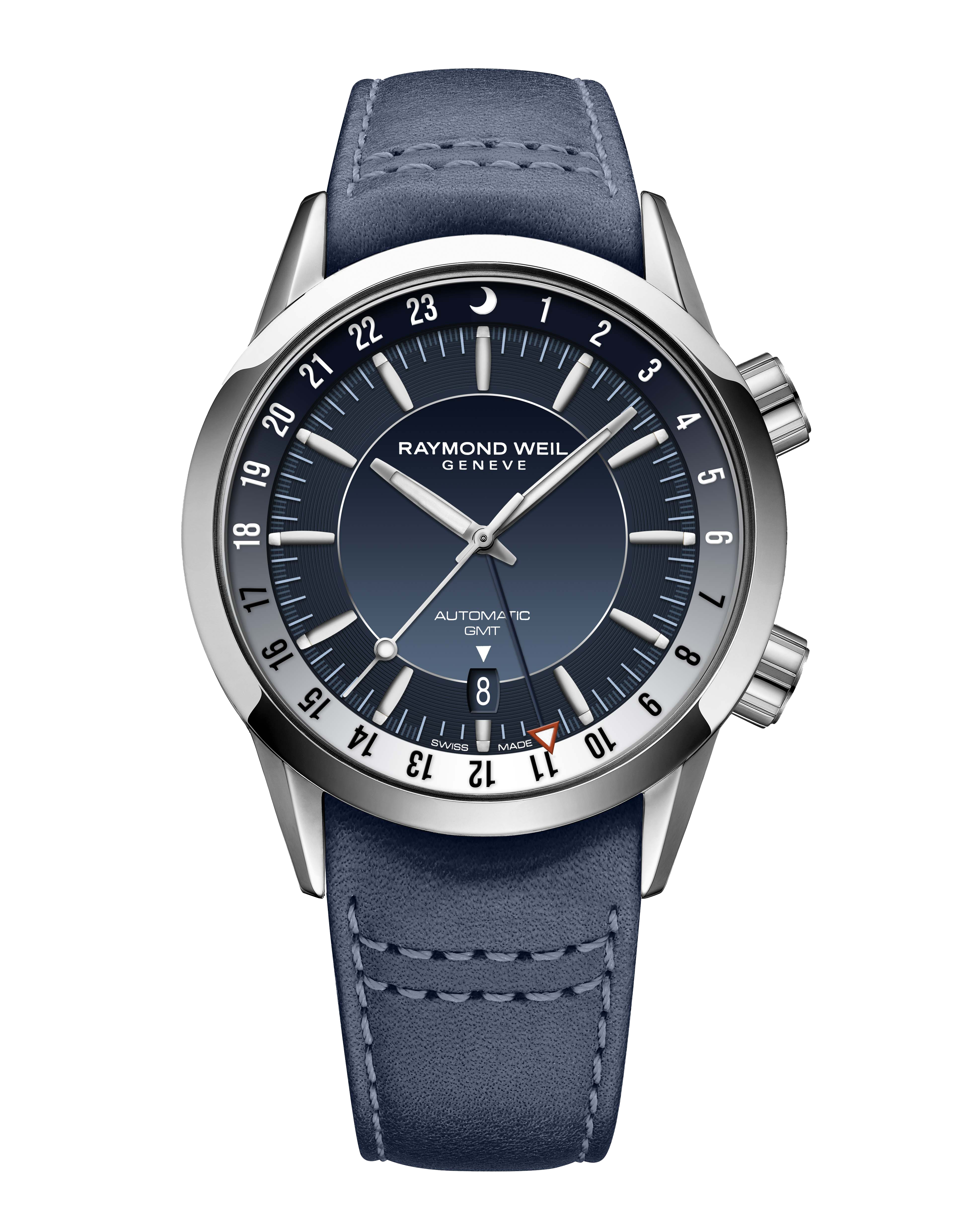 Barmakian | Raymond Weil Freelancer GMT Blue Leather Watch