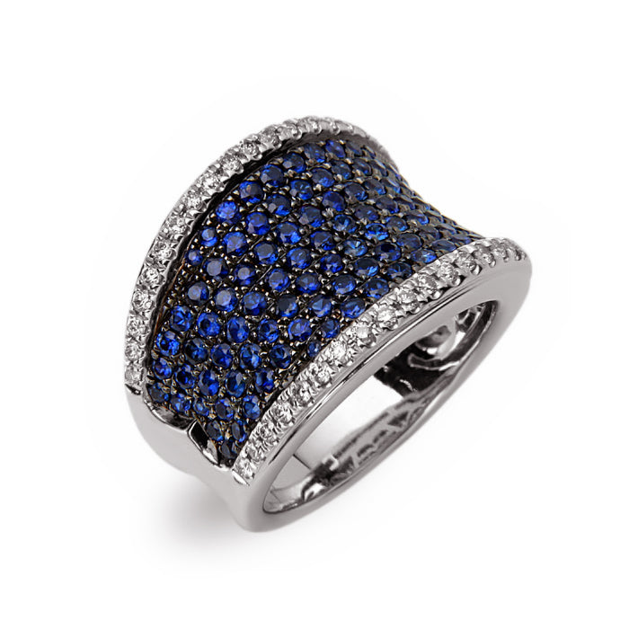 Charles Krypell Sapphire and Diamond Ring in 18kt white gold with blue sapphires and diamond accents
