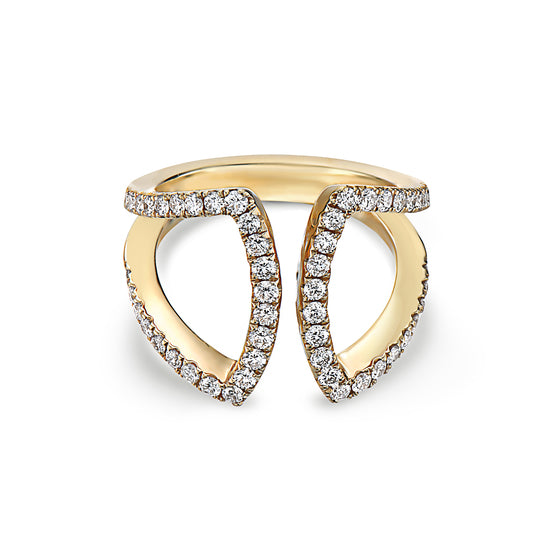 Charles Krypell Open Split Shank Diamond Ring in 18kt yellow gold with 52 round brilliant diamonds totaling .84 carats