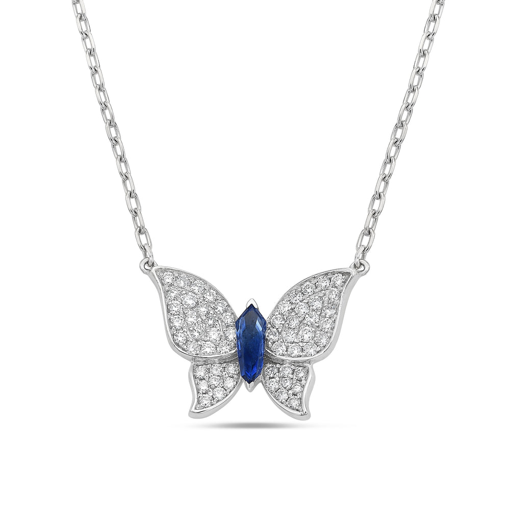 Charles Krypell Diamond & Blue Sapphire Butterfly Necklace