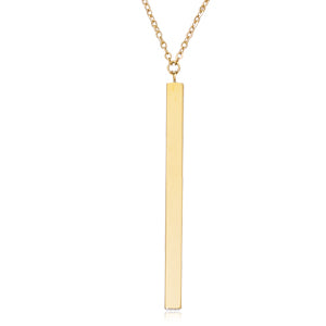 Yellow Gold Square Bar Drop Pendant