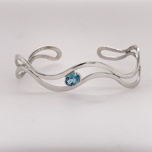 Tom Kruskal Blue Topaz Double Wave Bracelet