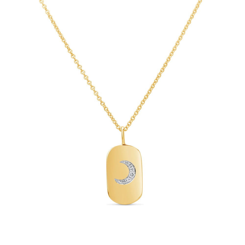 Dilamani Diamond Moon Dog Tag Pendant