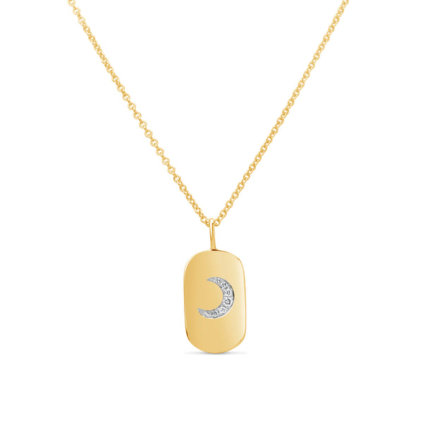 Dilamani Diamond Moon Dog Tag Pendant