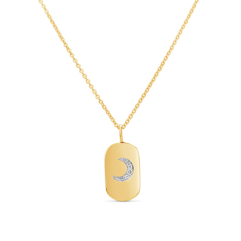 Dilamani Diamond Moon Dog Tag Pendant