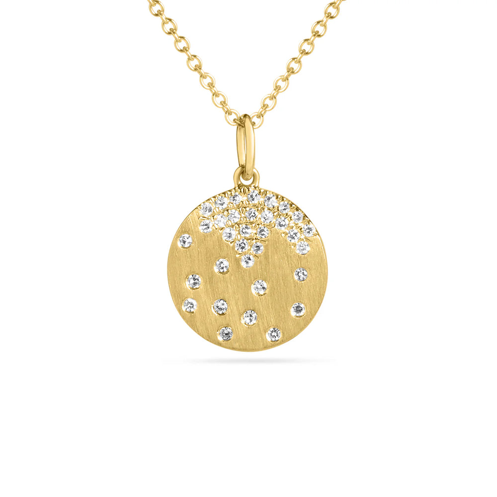 Dilamani Yellow Gold Confetti Diamond Disc Pendant