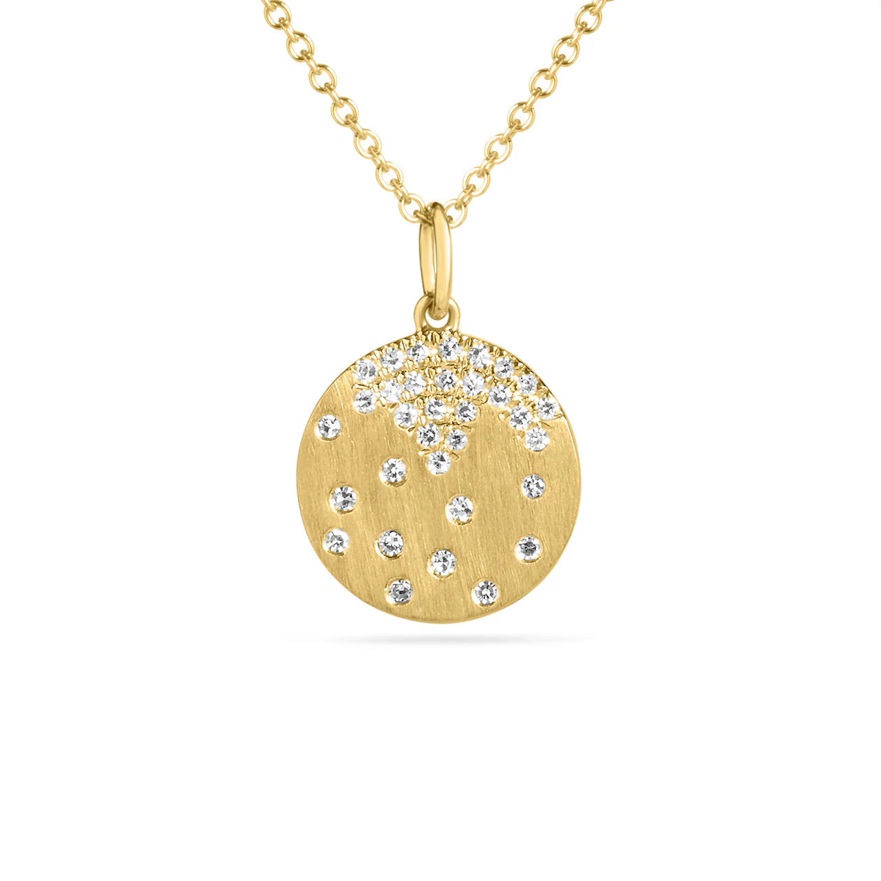 Dilamani Yellow Gold Confetti Diamond Disc Pendant