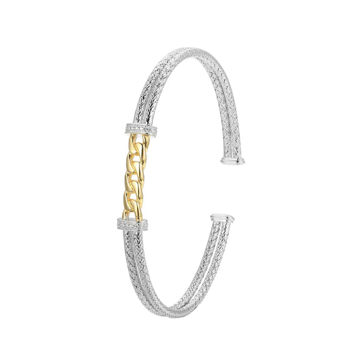 Charles Garnier Two Tone CZ Cuff Bracelet