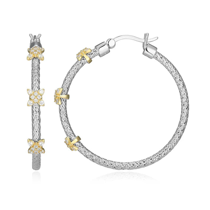 Charles Garnier CZ Flower Station Hoop Earrings
