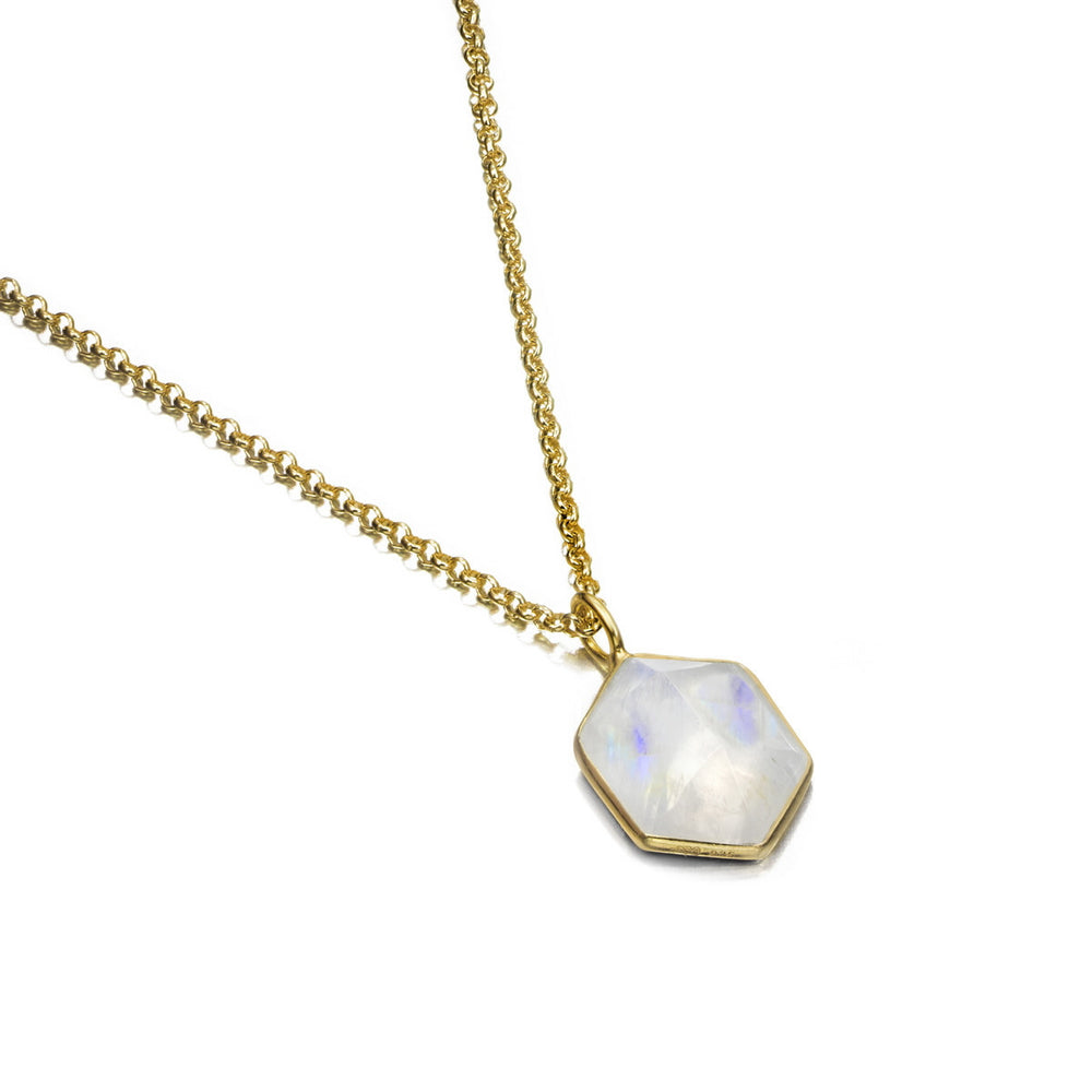 Jorge Revilla Geo Hexagonal Rainbow Moonstone Pendant