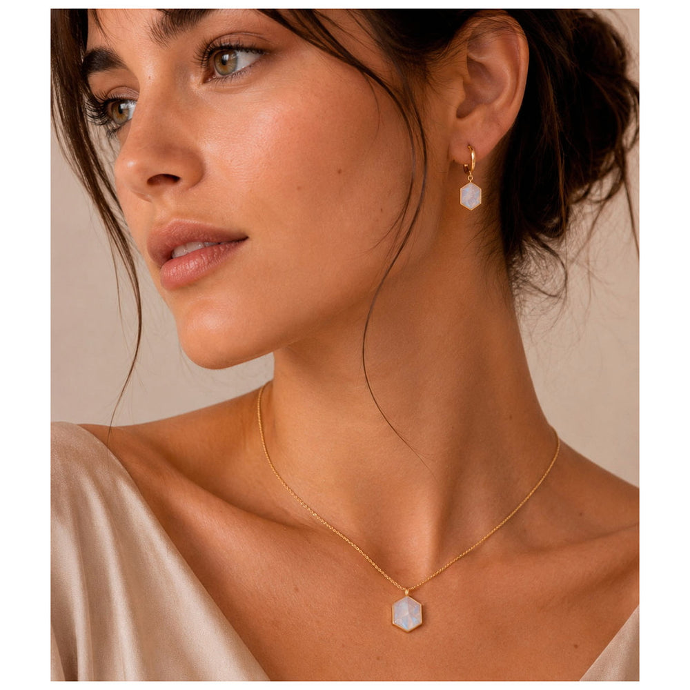 Jorge Revilla Geo Hexagonal Rainbow Moonstone Pendant