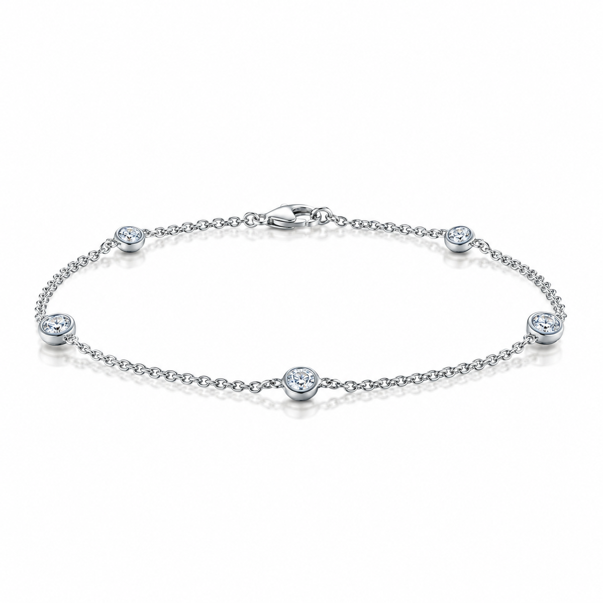 Bezel Set Diamond Station Bracelet