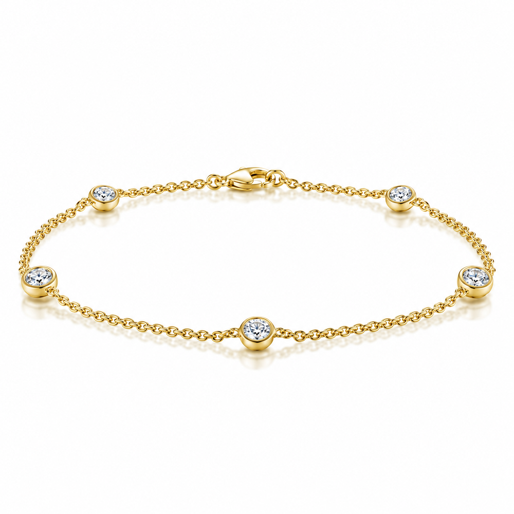 Bezel Set Diamond Station Bracelet