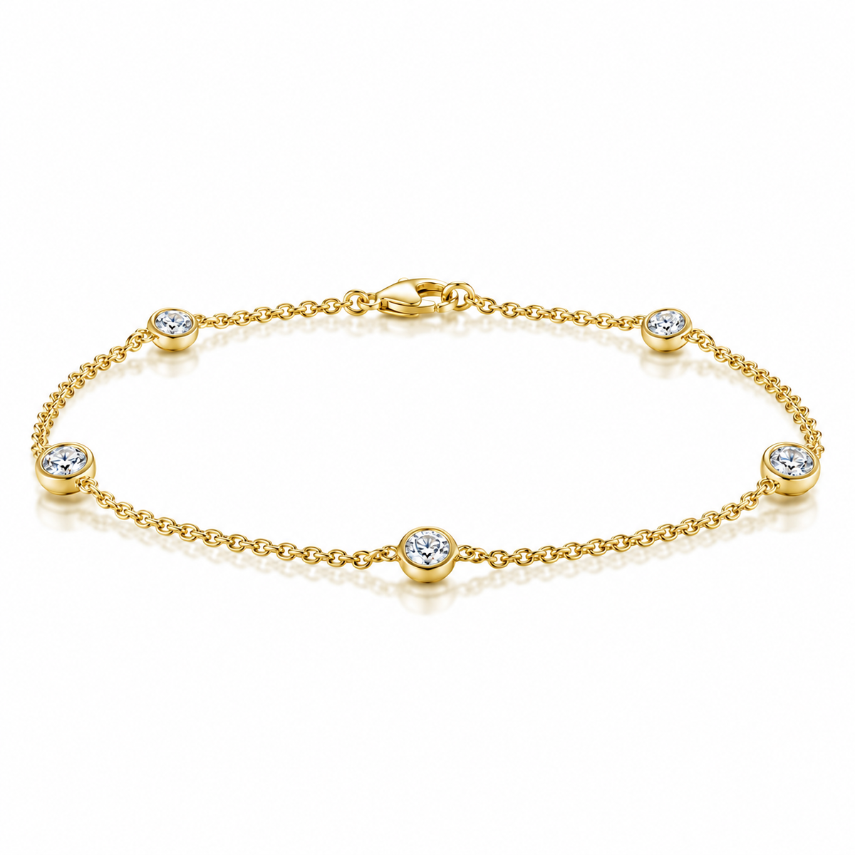 Bezel Set Diamond Station Bracelet