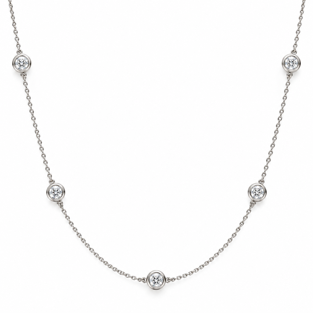 Bezel Set Diamond Station Necklace