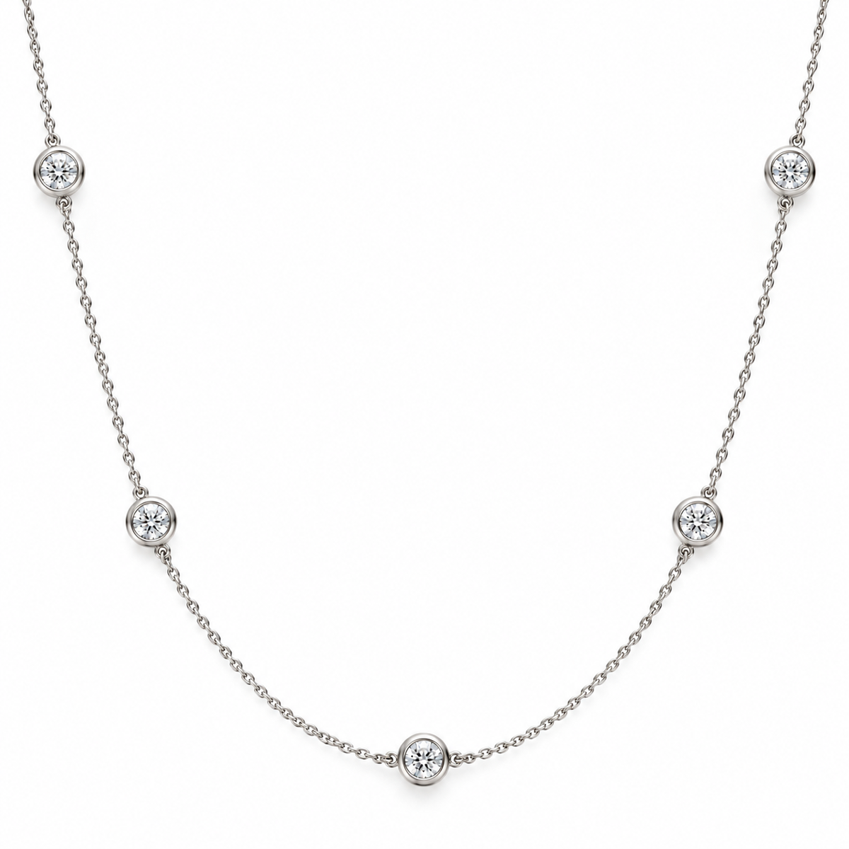 Bezel Set Diamond Station Necklace