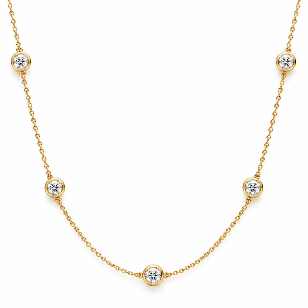 Bezel Set Diamond Station Necklace