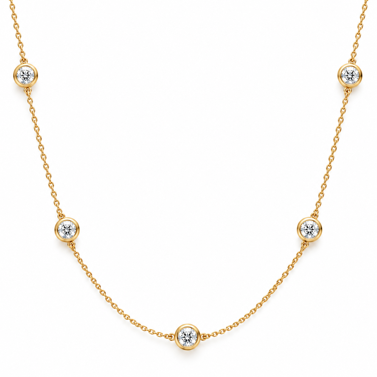 Bezel Set Diamond Station Necklace