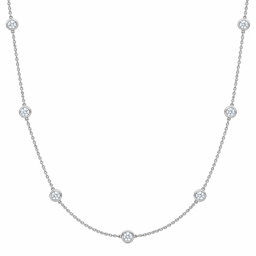Bezel Set Diamond Station Necklace