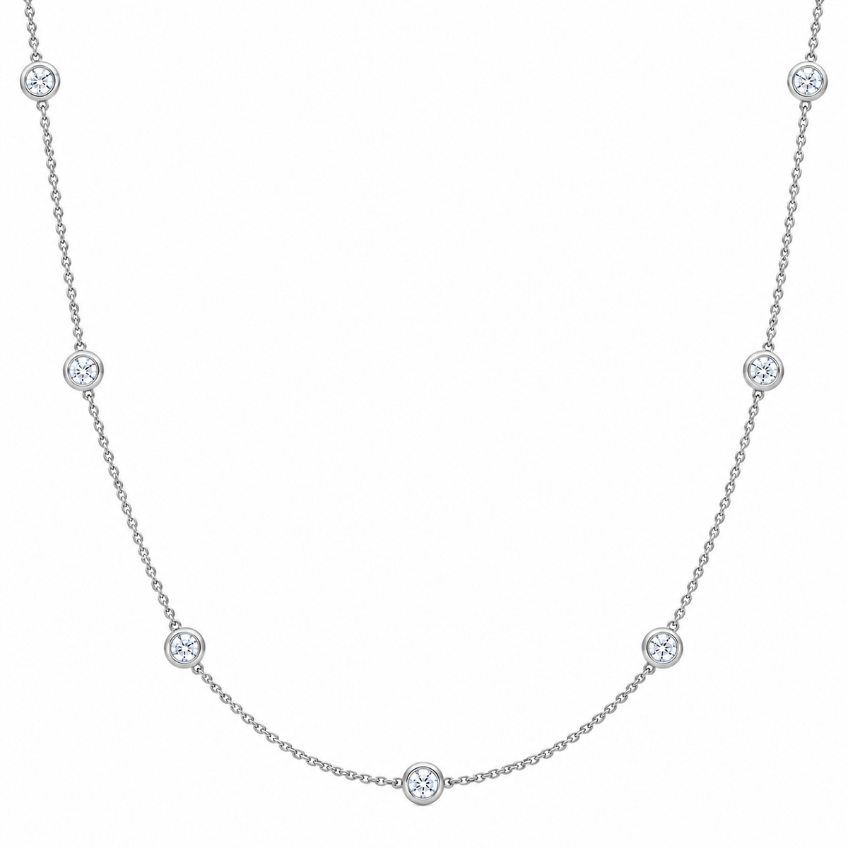 Bezel Set Diamond Station Necklace