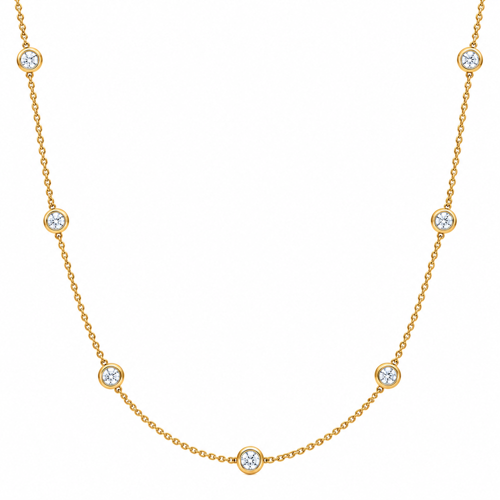 Bezel Set Diamond Station Necklace
