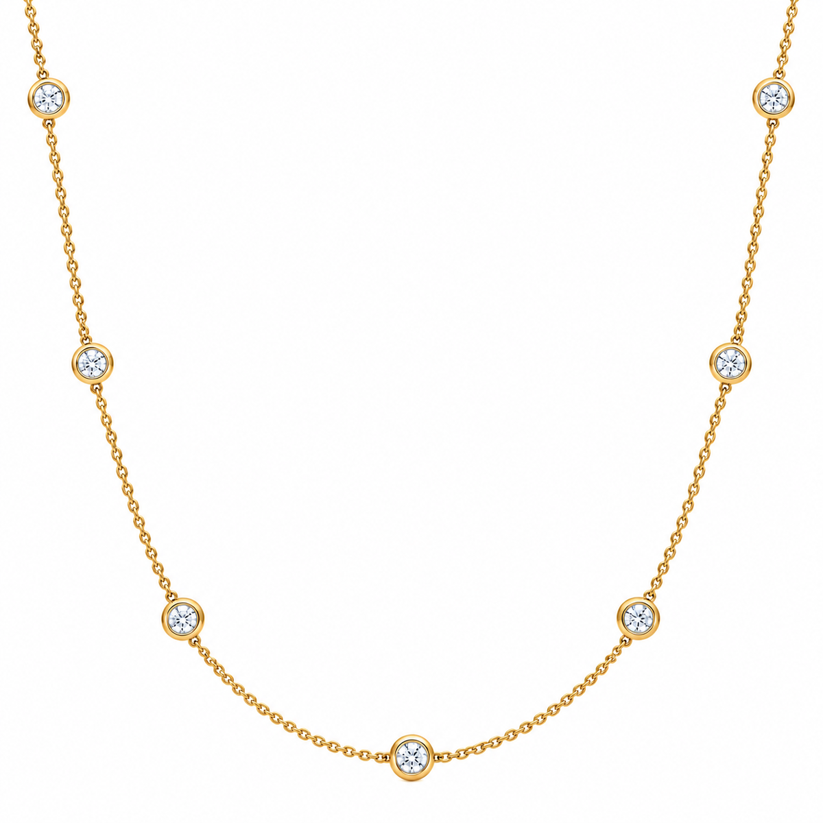 Bezel Set Diamond Station Necklace
