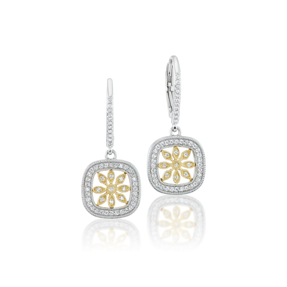 Barmakian Diamond Flower Drop Earrings