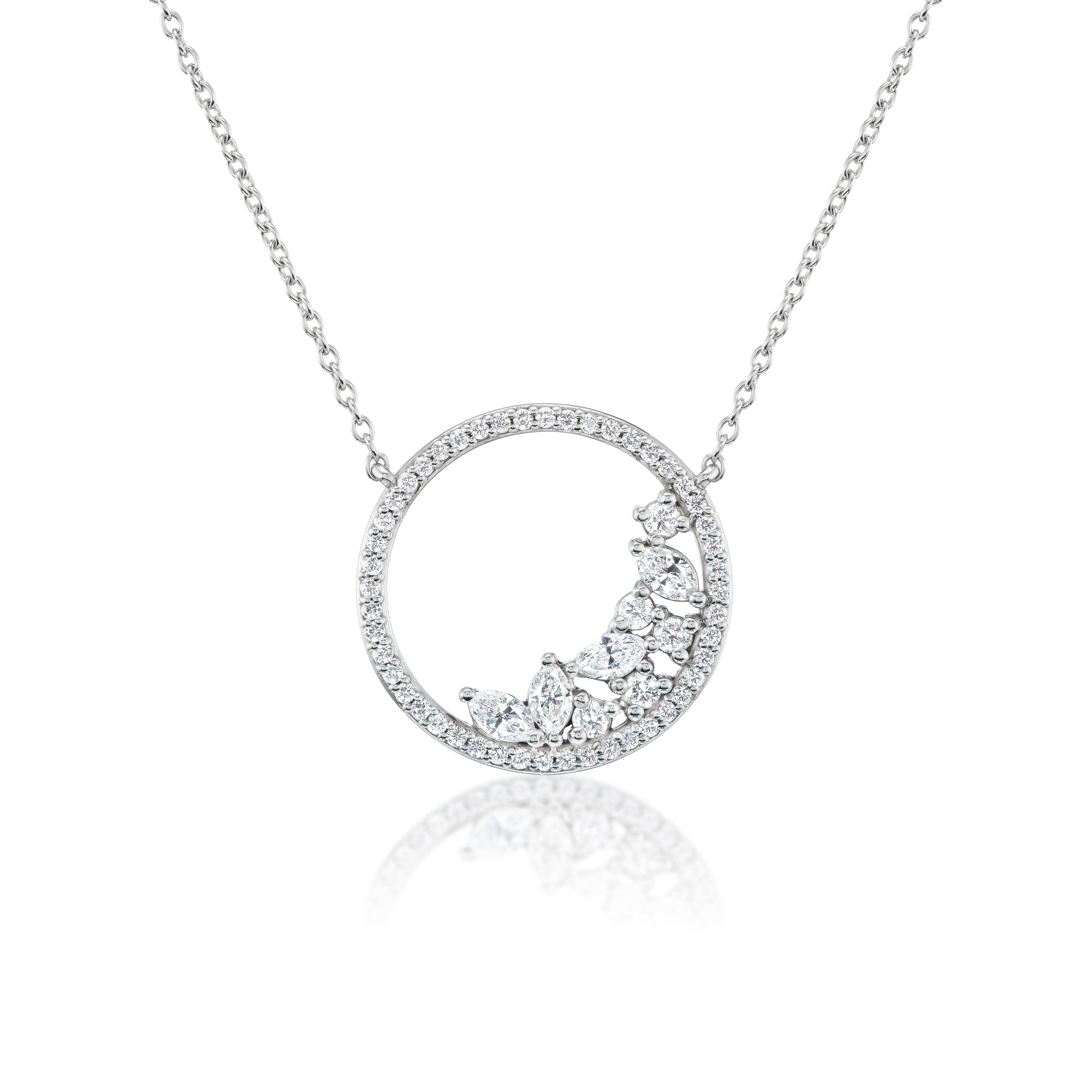 Diamond Cluster Circle Necklace