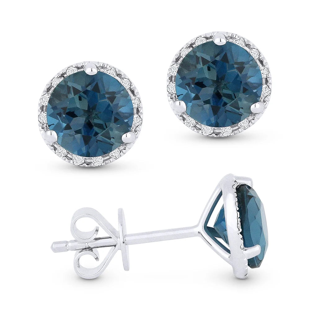 London Blue Topaz and Diamond Stud Earrings