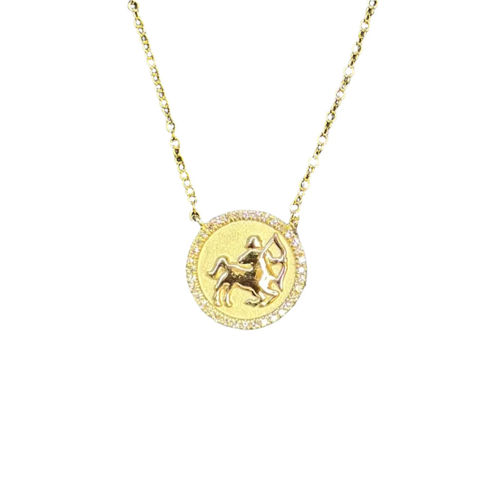 Diamond Sagittarius Medallion Necklace