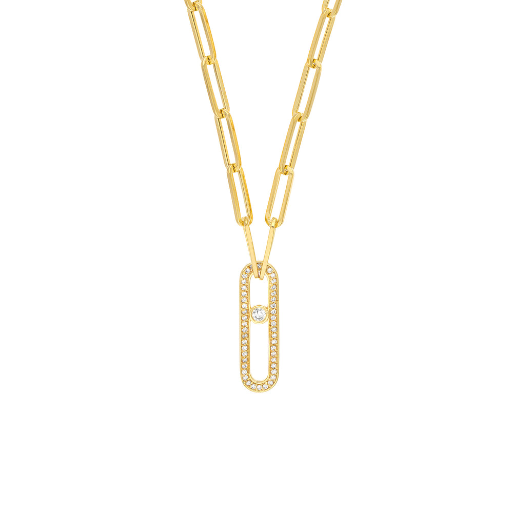 Diamond Accented Paperclip Necklace