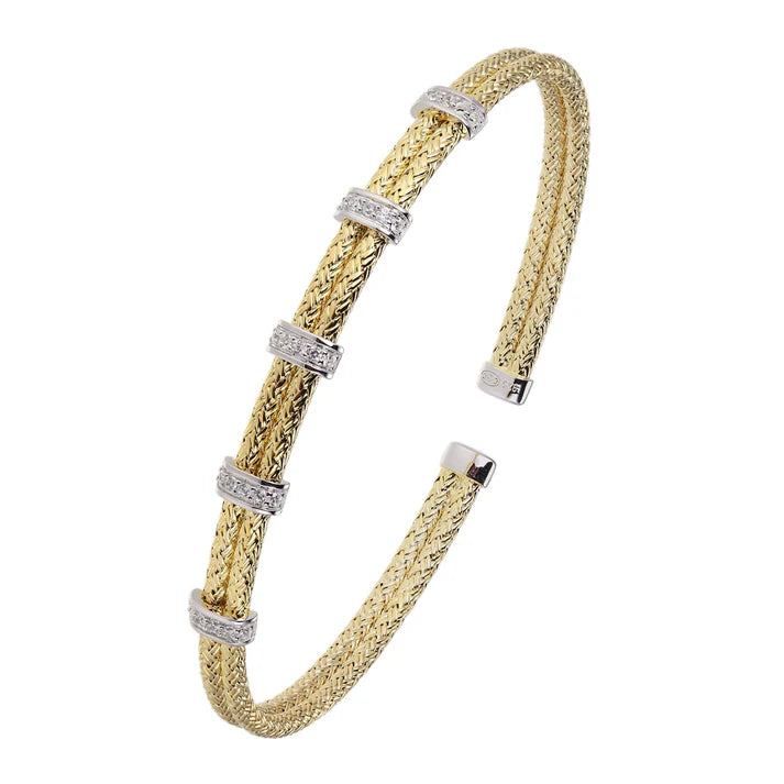 Charles Garnier Five Station CZ Mesh Cuff Bracelet