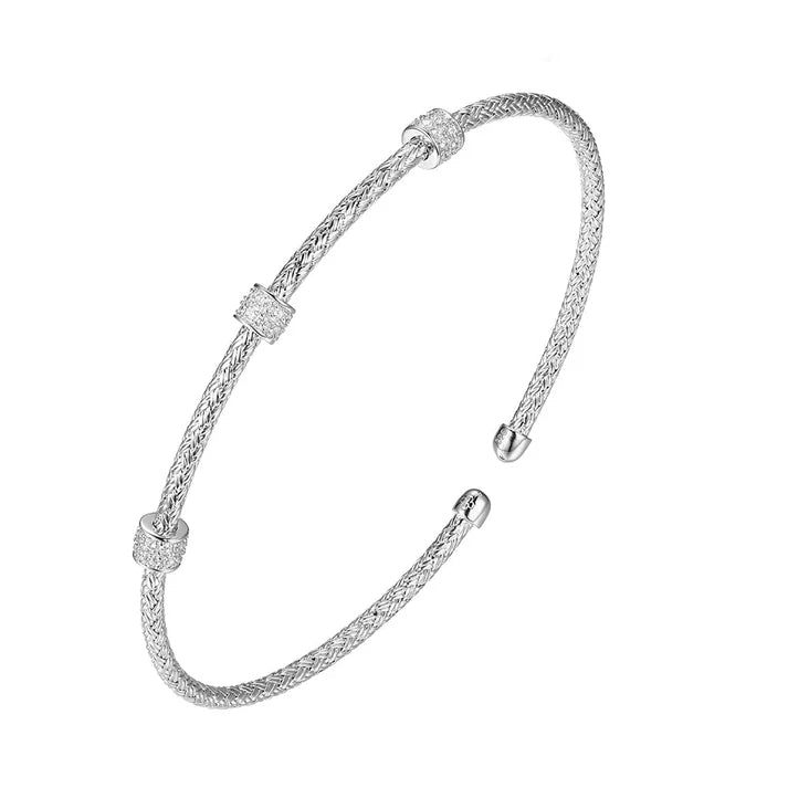 Charles Garnier Three Station CZ Mesh Cuff Bracelet