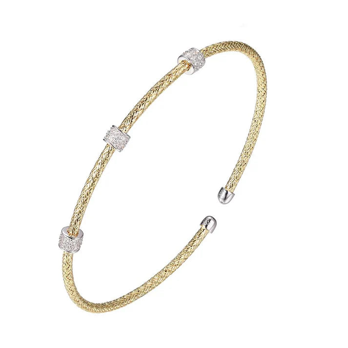 Charles Garnier Three Station CZ Mesh Cuff Bracelet