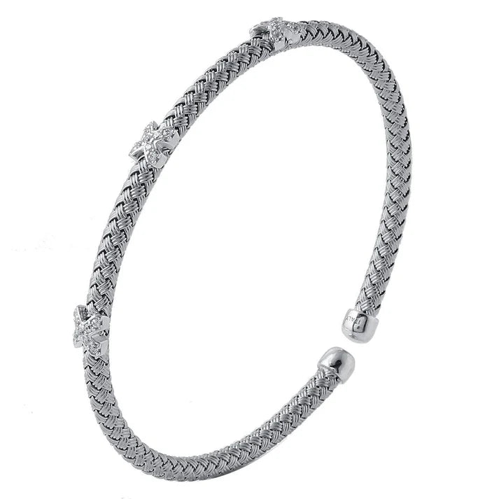 Charles Garnier Three Station CZ Mesh Cuff Bracelet