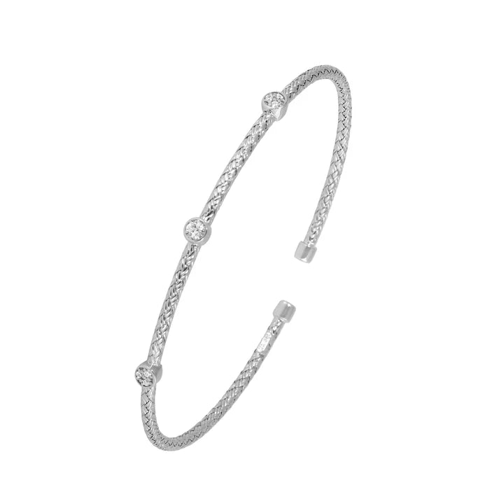 Charles Garnier Three Station CZ Mesh Cuff Bracelet