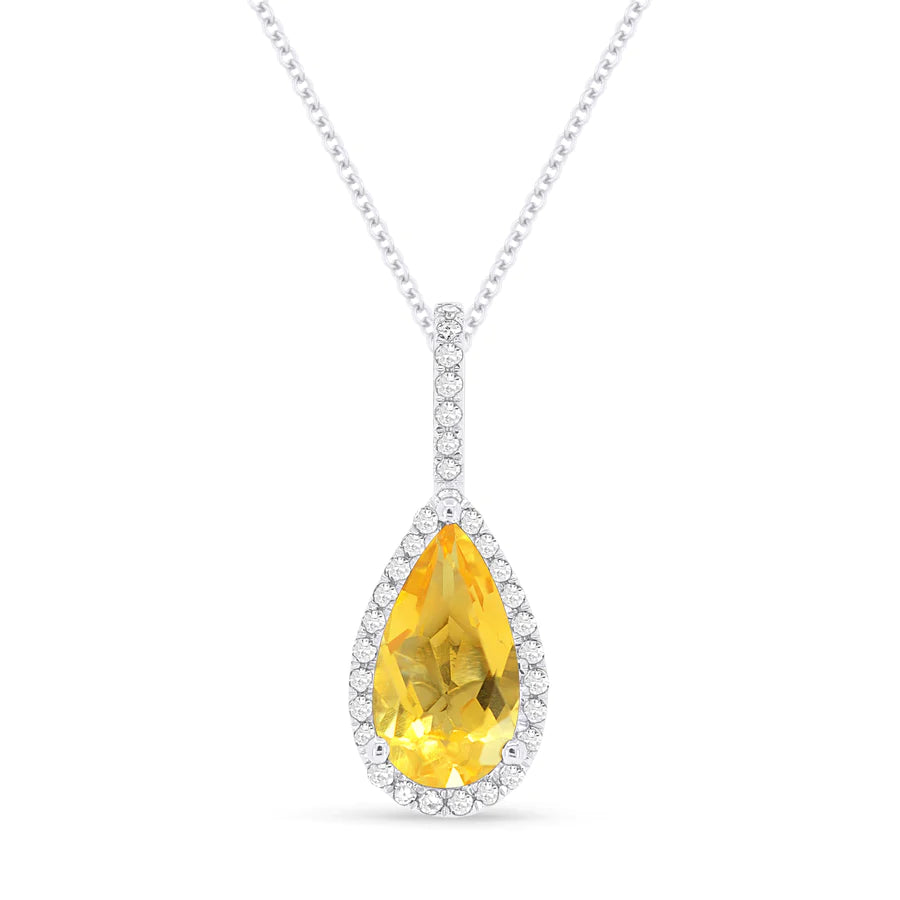 Citrine and Diamond Pear Shape Pendant