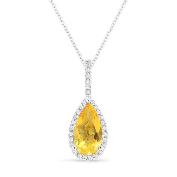 Citrine and Diamond Pear Shape Pendant