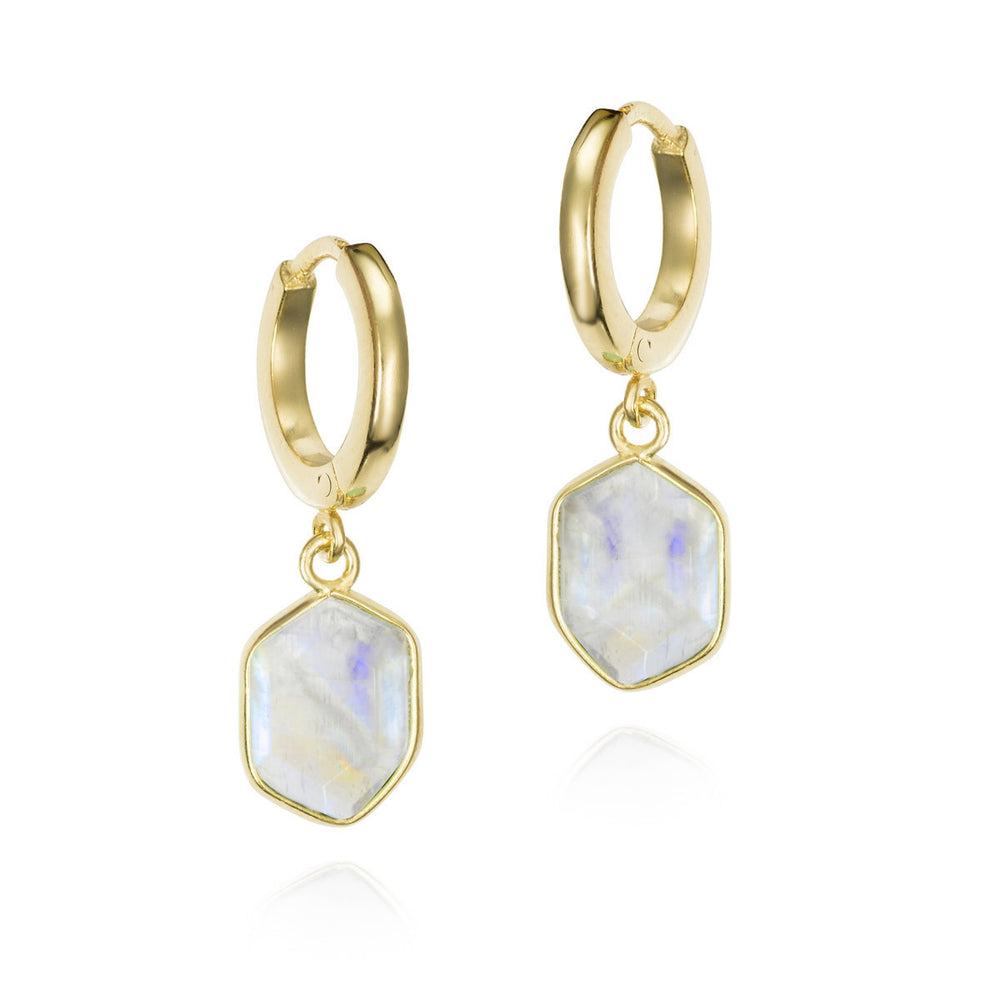 Jorge Revilla Geo Hexagonal Rainbow Moonstone Earrings