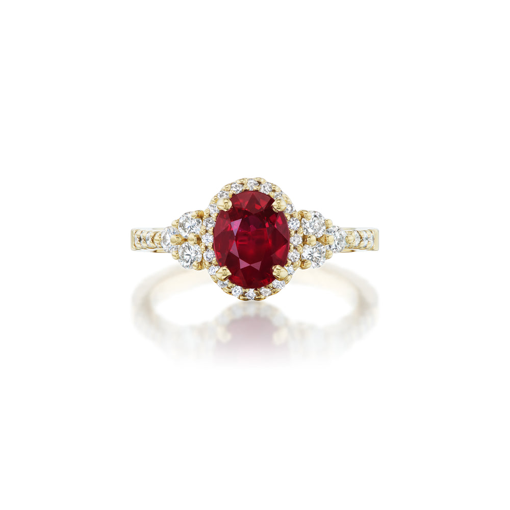 Barmakian Oval Ruby and Diamond Halo Ring