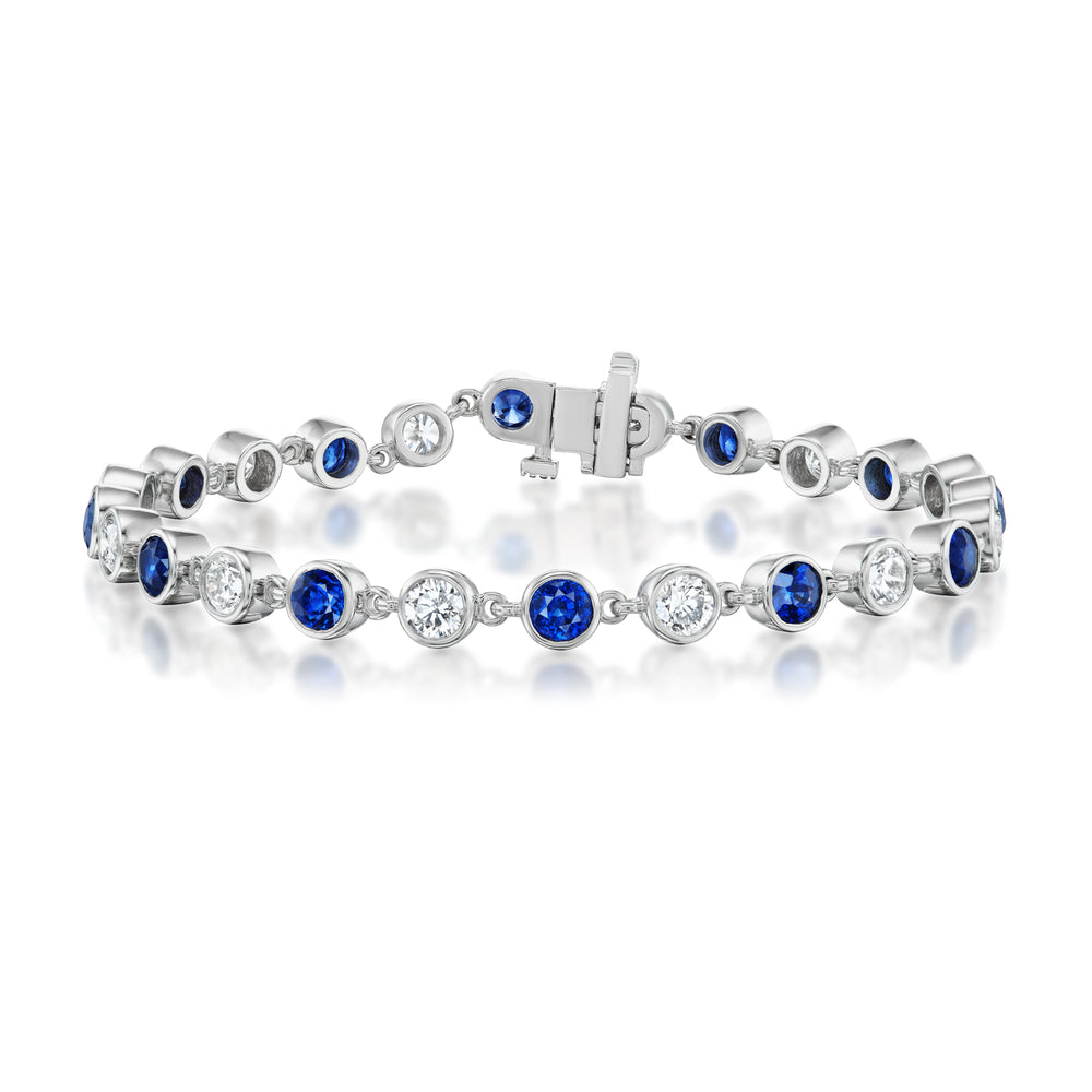 Bezel Set Sapphire and Diamond Bracelet