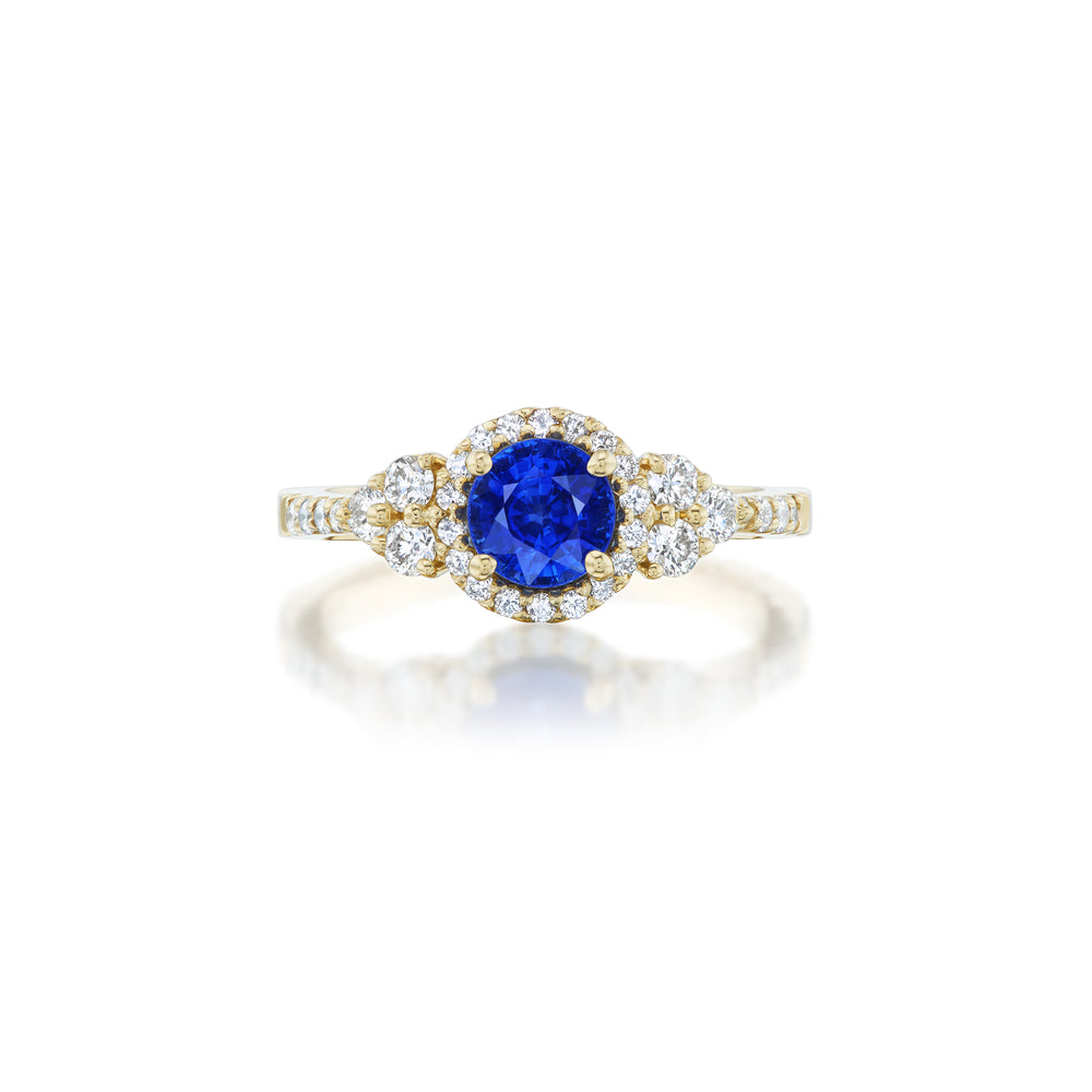 Barmakian Sapphire and Diamond Halo Ring