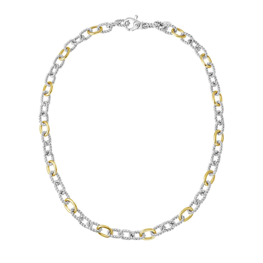 Phillip Gavriel Silver & 18kt Gold San Zeno Italian Cable Necklace
