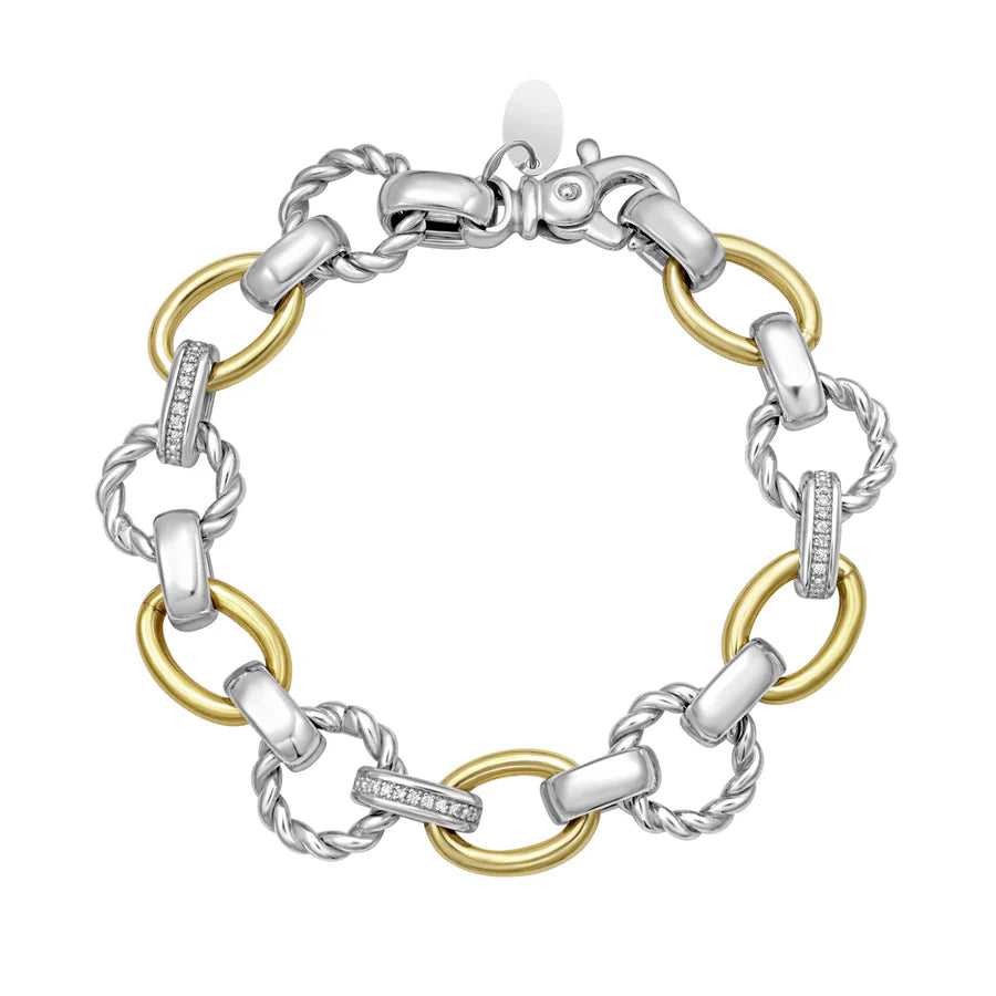 Phillip Gavriel Silver, 18kt Gold & Diamond Siena Link Bracelet