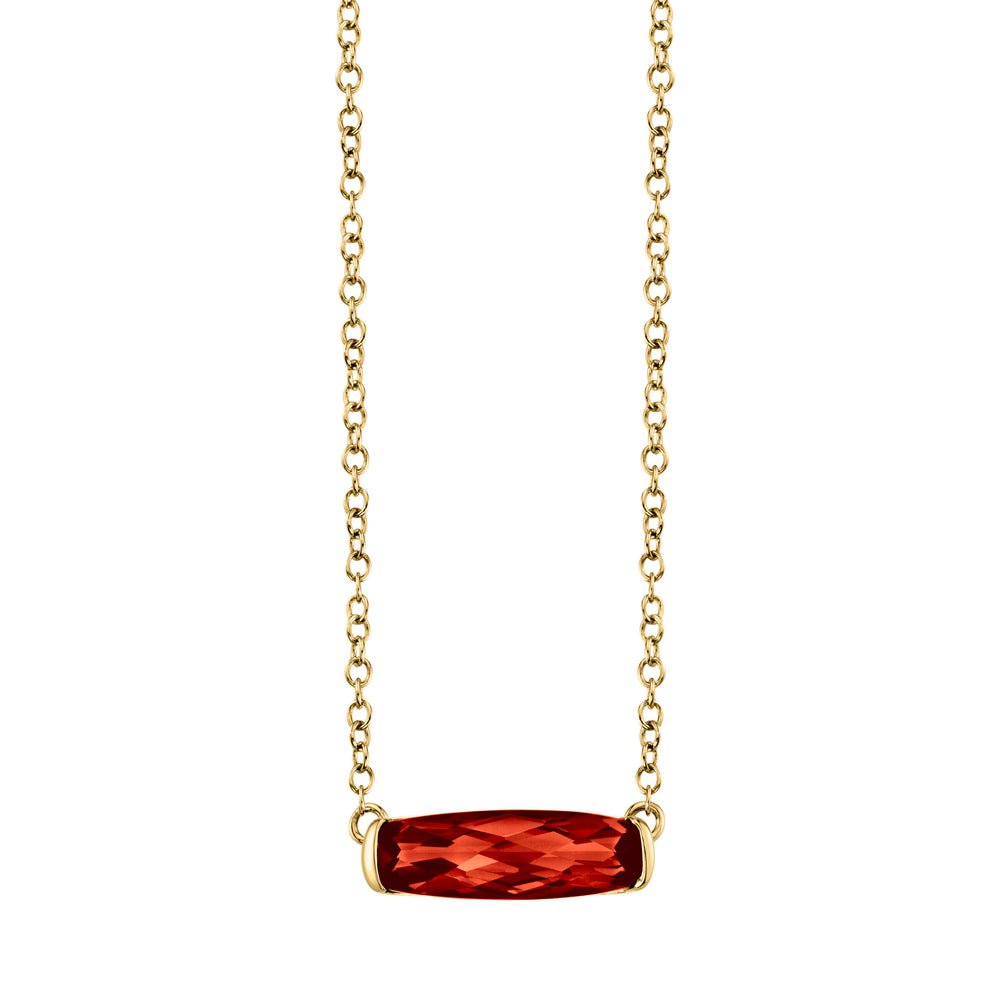 Cushion Cut Garnet East-West Necklace