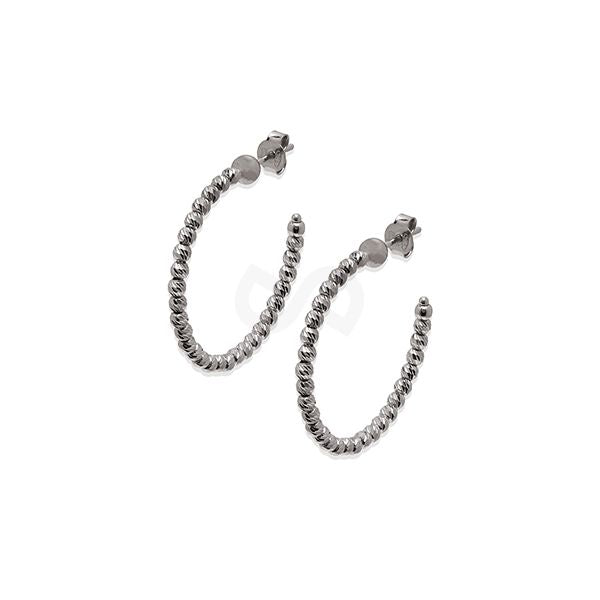 Slash Hoop Silver Earrings - 25MM