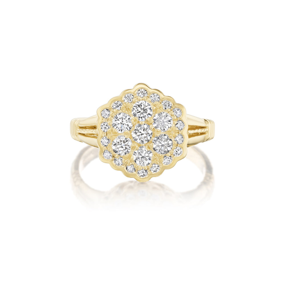 Yellow Gold Antique Style Diamond Cluster Ring