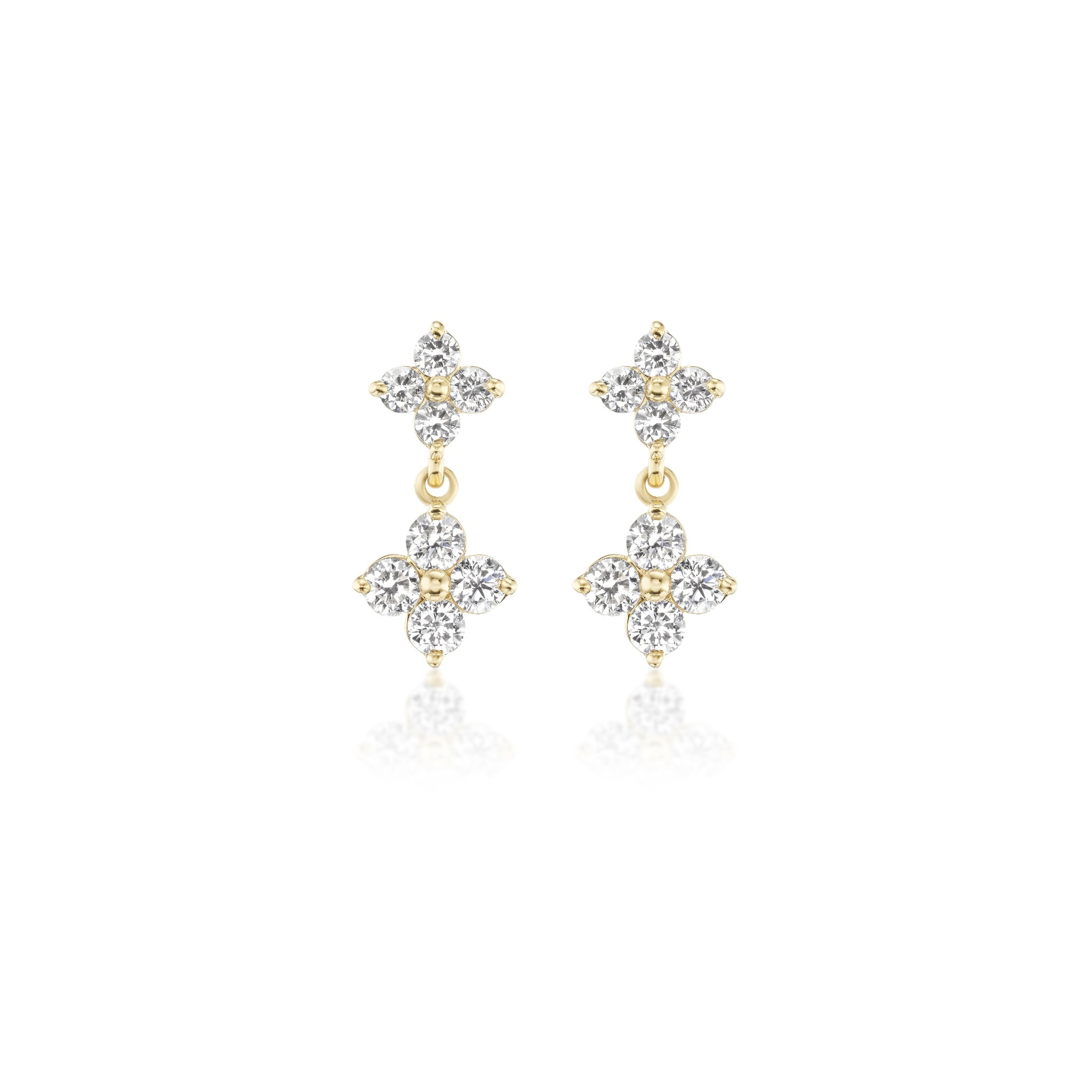 Barmakian Diamond Cluster Drop Earrings