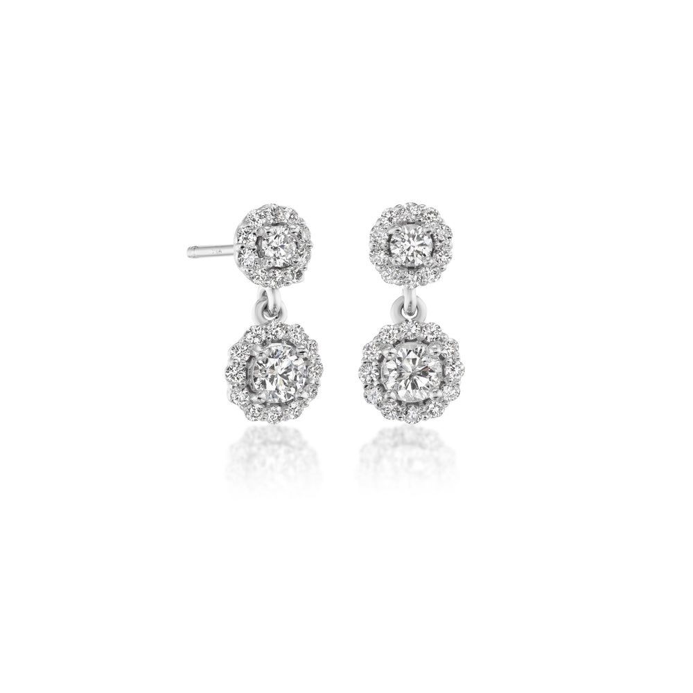 Barmakian Diamond Halo Drop Earrings