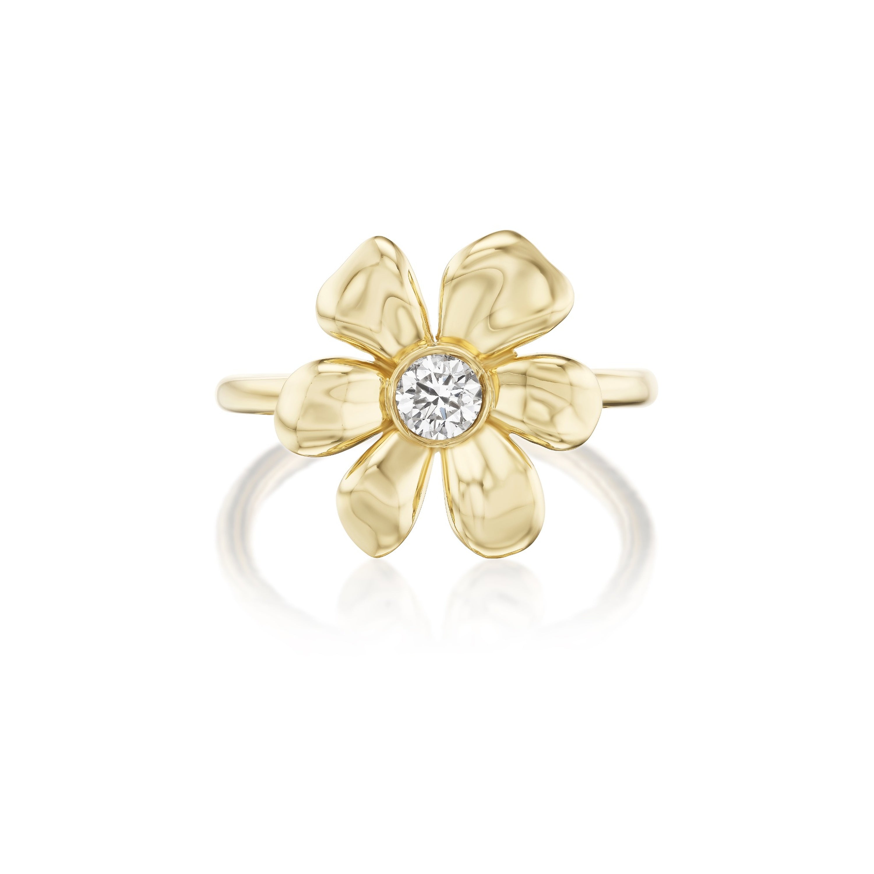 Yellow Gold Diamond Flower Ring